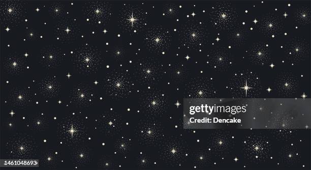 background with stars, vector pattern night sky filled with lots of stars. boho star universe background. - galaxy illustration stock illustrations