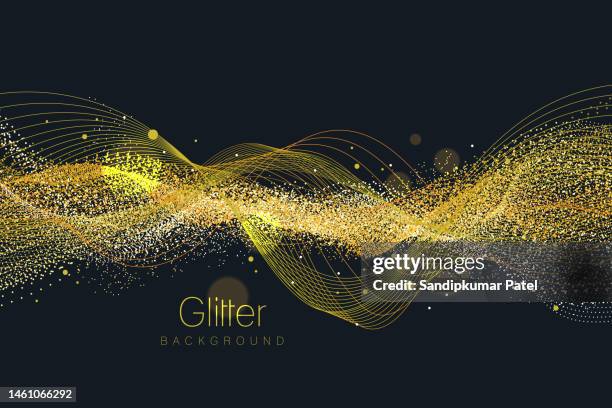 shiny abstract gold stripe on dark background - dusting stock illustrations