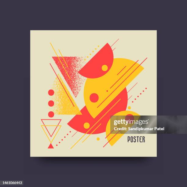 illustrations, cliparts, dessins animés et icônes de abstrait géométrique rétro. l’affiche avec les chiffres plats - bauhaus