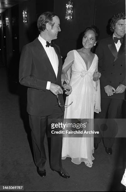 Actress Merle Oberon Pagliai with husband Bruno Pagliai attending a tribute to impresario Sol Hurok at the Metropolitan Opera House
