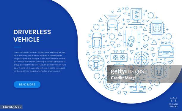driverless vehicle web banner concept with icon pattern - headset stock illustrations