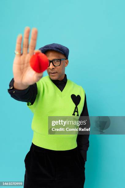 In this image released on February 1 TV Personality and presenter, Jay Blades supports Red Nose Day 2023 by wearing the new Red Nose, which has been...