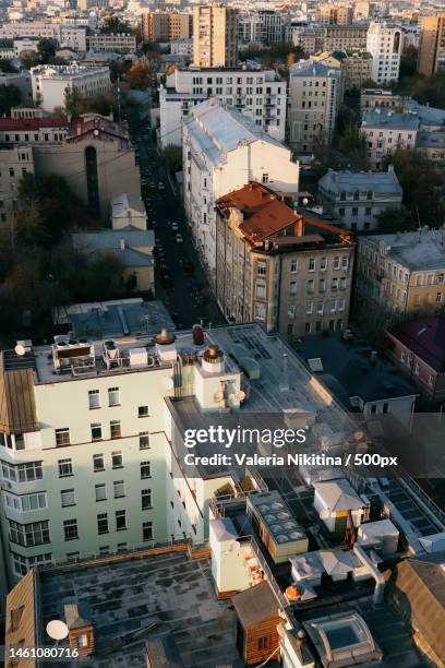 high angle view of buildings in city,russia - nikitina stock pictures, royalty-free photos & images