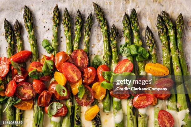 asparagus caprese salad - asparagus stock pictures, royalty-free photos & images