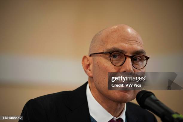 United Nations High Commissioner for Human Rights Volker Turk during a press conference in Bogota, Colombia, on January 25, 2022.