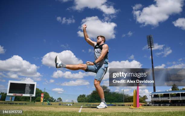 David Willey of England bowls during a England Nets Session at the Diamond Oval on January 31, 2023 in Kimberley, South Africa.