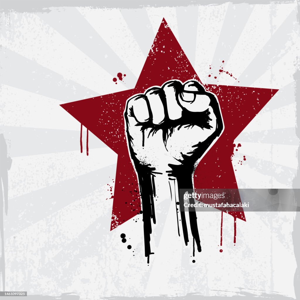 Retro fist graffiti on a grunge background