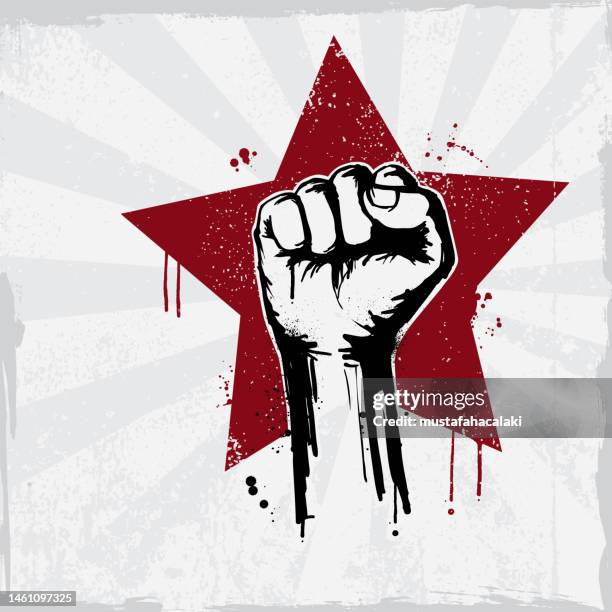 retro fist graffiti on a grunge background - star edgy red stock illustrations