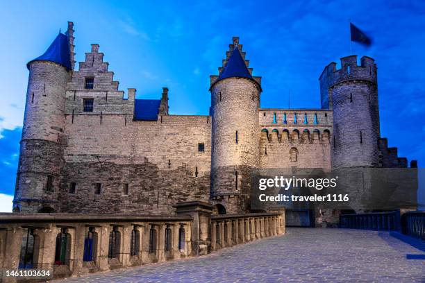 het steen fortress in antwerp, belgium - castle wall bildbanksfoton och bilder