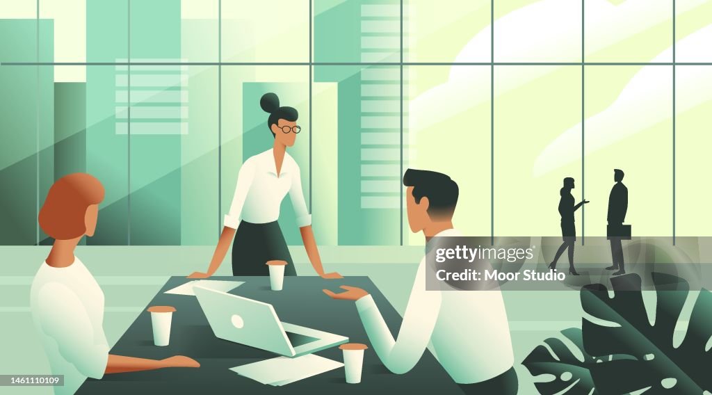 Berufseinsteiger diskutieren über Illustration