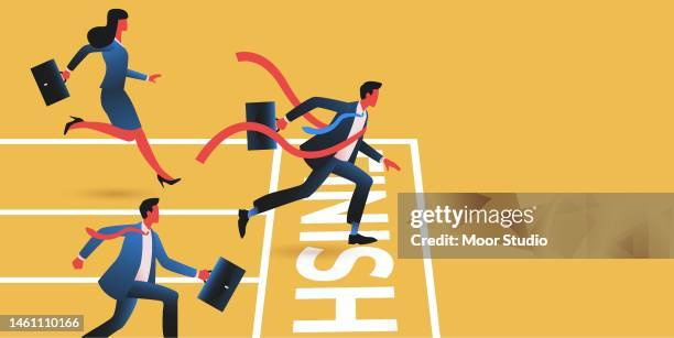businessman on a finish line illustration - 比賽活動 幅插畫檔、美工圖案、卡通及圖標