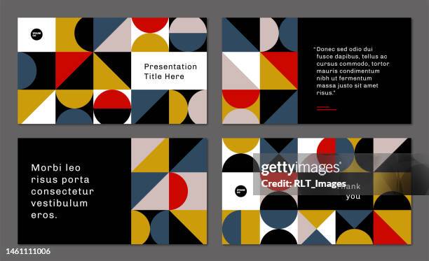 presentation slide design layouts with abstract geometric graphics — jones system, ipsumco series - powerpoint template black stock illustrations