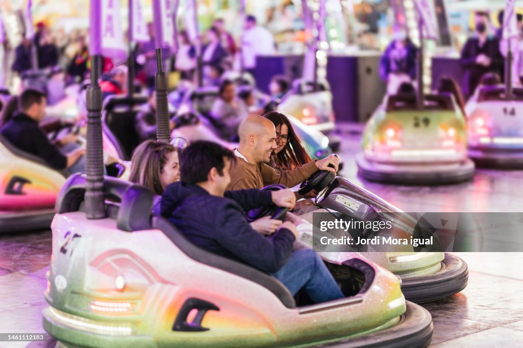 Friends Competition Friends Doing A Couple Competition In The Bumper Cars At The State Fair ...