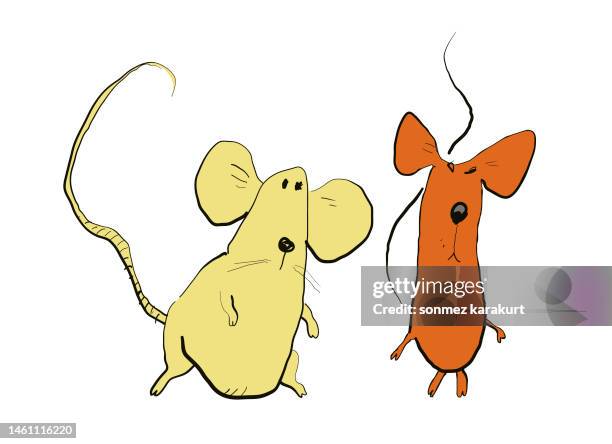 cute drawing mice - tail stock illustrations