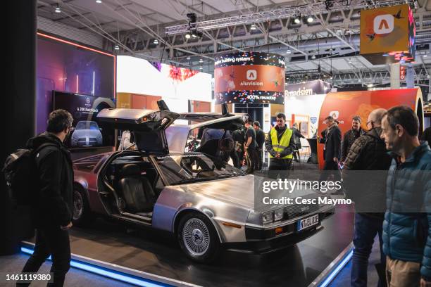 An electric replica of the DeLorean is seen at ISE 2023 and IOT Solution World Congress at Fira Barcelona on January 31, 2023 in Barcelona, Spain....