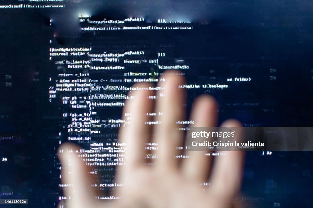 Hand Code Computer Science Programming Code On A Computer Human Hand High-Res Stock Photo - Getty ...