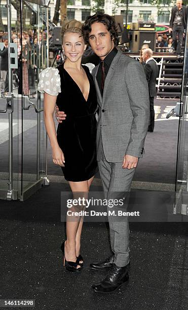 Actors Julianne Hough and Diego Boneta attend the European Premiere of 'Rock Of Ages' at Odeon Leicester Square on June 10, 2012 in London, England.