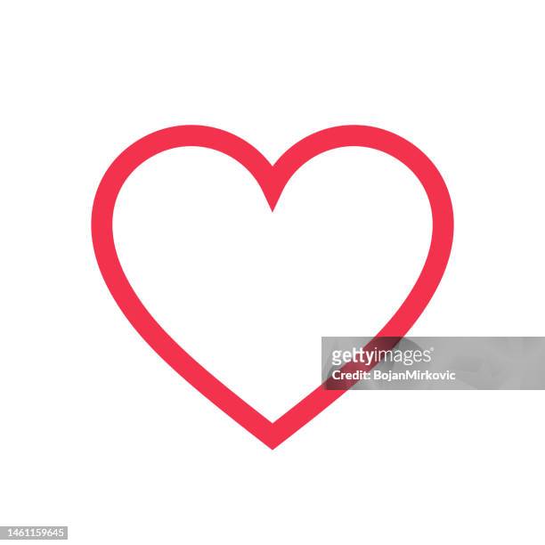 red heart line icon. vector - heart stock illustrations