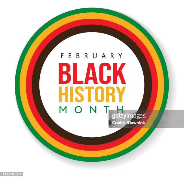 black history month februar concept badge oder label design mit text auf weißem hintergrund - celebrates black history month stock-grafiken, -clipart, -cartoons und -symbole