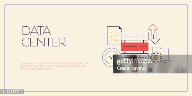 data center related conceptual vector illustration. database, server, transfer, security. - super computer stock illustrations