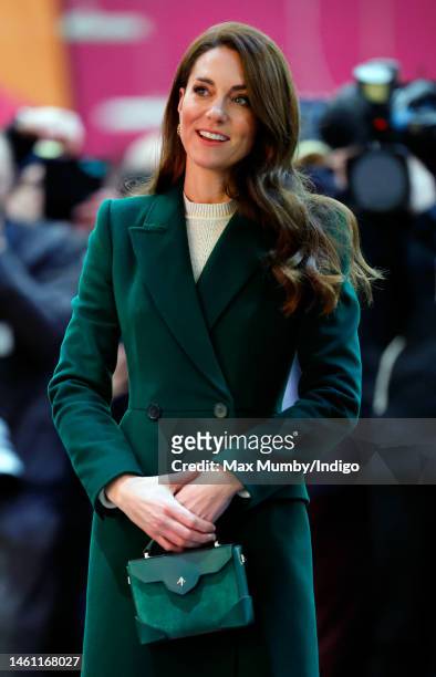 Catherine, Princess of Wales visits Kirkgate Market on January 31, 2023 in Leeds, England. The Princess's visit coincides with the launch of her new...