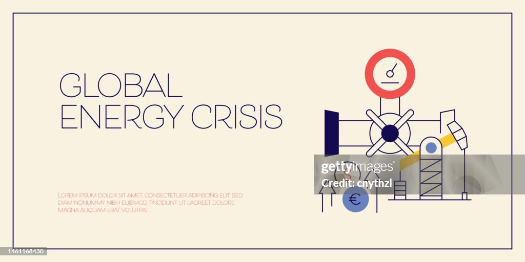 Global Energy Crisis Related Vector Conceptual Illustration. Natural Gas, Fuel, Europe, Russia