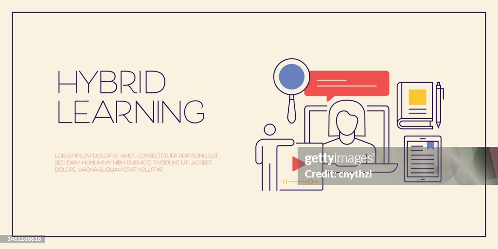 Learning Relaed Premium Image Hybrid Learning Related Conceptual Vector Illustration Education School ...