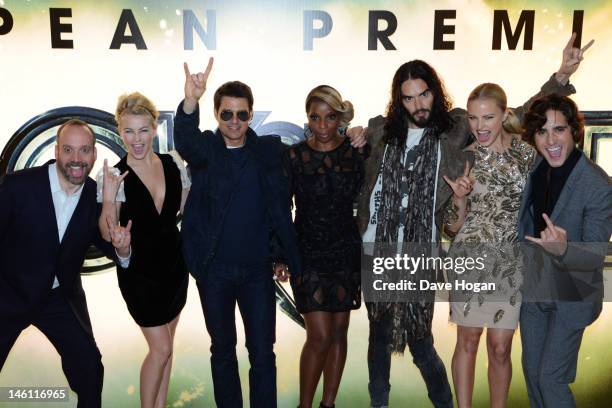 Paul Giamatti, Julianne Hough, Tom Cruise, Mary J Blige, Russell Brand and Malin Akerman attend the European premiere of Rock Of Ages at The Odeon...