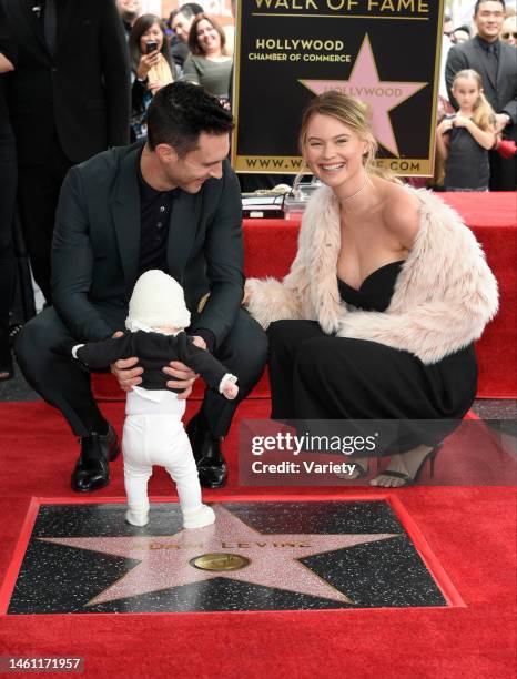 Adam Levine, Behati Prinsloo and Dusty Rose Levine