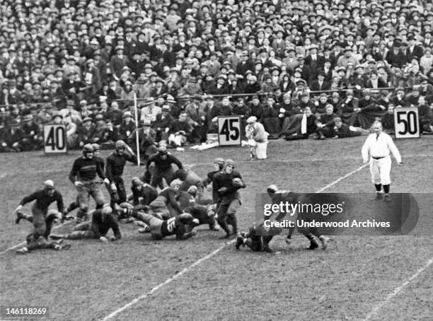 Jack Chevigny of Notre Dame gains five yards in the game against Army at Yankee Stadium, New York, New York, November 10, 1928. Earlier Knute Rockne...