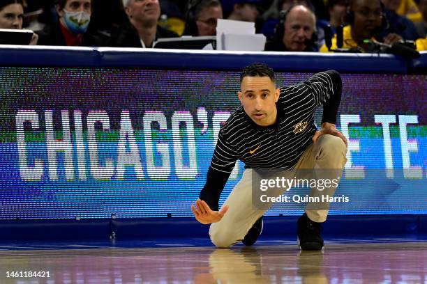 Head coach Shaka Smart of the Marquette Golden Eagles reacts during the second half of the game against the DePaul Blue Demons at Wintrust Arena on...