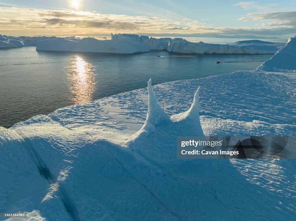 Detail of extreme icebergs from aerial view