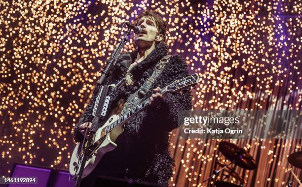 Justin Hawkins of The Darkness performs at Resorts World Arena on January 31, 2023 in Birmingham, England.