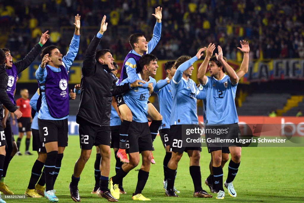 Players of Uruguay celebrate at the end of a South American U20... News