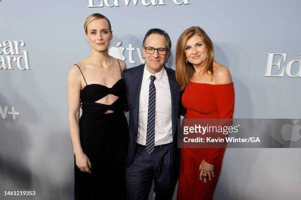 Taylor Schilling, Jason Katims, and Connie Britton attend the Red Carpet Premiere for Apple's Original Drama Series "Dear Edward" at Directors Guild...