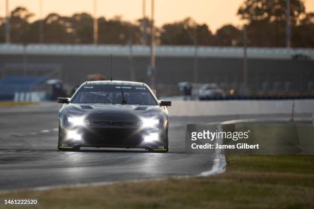 Jimmie Johnson drives during the NASCAR Garage 56 Test at Daytona International Speedway on January 31, 2023 in Daytona Beach, Florida.