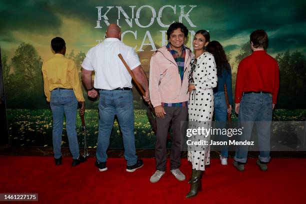 Night Shyamalan and Ishana Shyamalan attend the "Knock At The Cabin" special screening with Kid Cudi at AMC Lincoln Square Theater on January 31,...