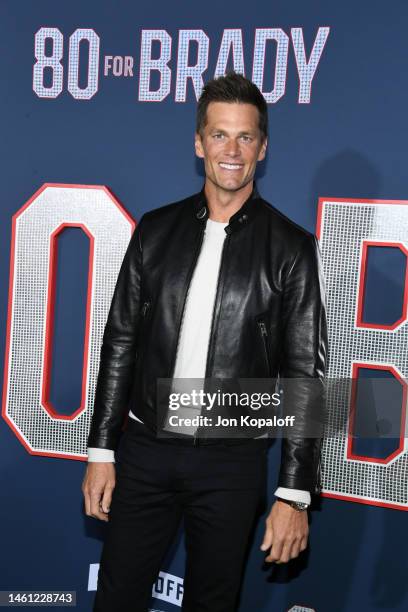 Tom Brady attends the Los Angeles premiere screening of Paramount Pictures' "80 for Brady" at Regency Village Theatre on January 31, 2023 in Los...