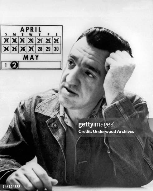 Image of convicted robber and rapist, Caryl Chessman, 'The Red Light Bandit,' five days before he was scheduled to be executed in the gas chamber at...