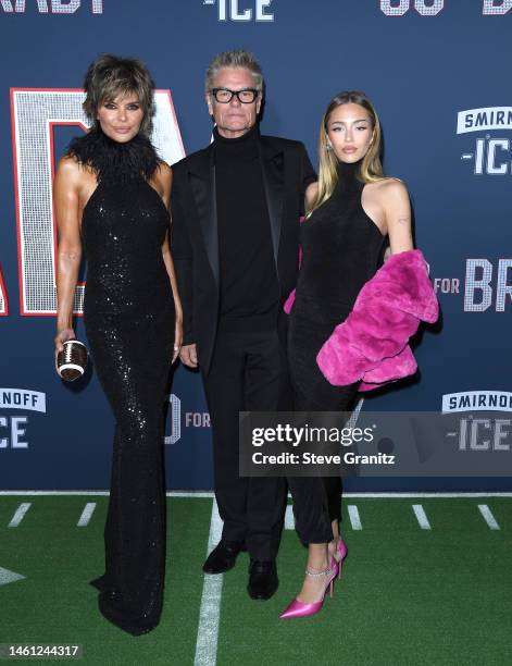 Lisa Rinna, Harry Hamlin, Delilah Belle Hamlin arrives at the Los Angeles Premiere Screening Of Paramount Pictures' "80 For Brady" at Regency Village...