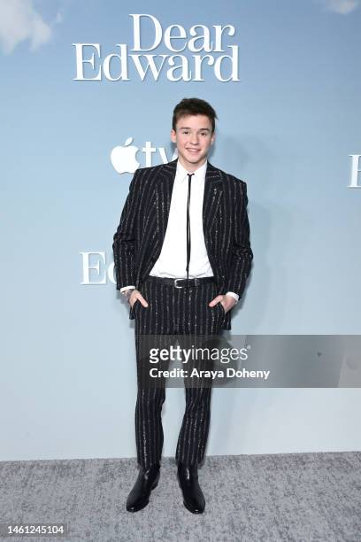 Maxwell Jenkins attends the remiere for Apple's Original Drama Series "Dear Edward" at Directors Guild Of America on January 31, 2023 in Los Angeles,...