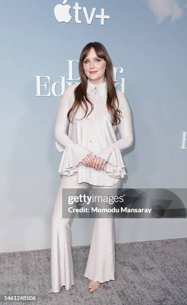 Amy Forsyth attends the red carpet premiere for Apple's original drama series "Dear Edward" at Directors Guild of America on January 31, 2023 in Los...