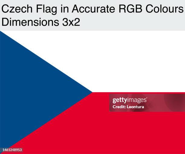 tschechische flagge in präzisen rgb-farben (abmessungen 3x2) - tschechische republik stock-grafiken, -clipart, -cartoons und -symbole