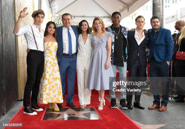 Ludi Lin, Becky G., Haim Saban, Naomi Scott, Elizabeth Banks, RJ Cyler, Dacre Montgomery and Dean Israelite