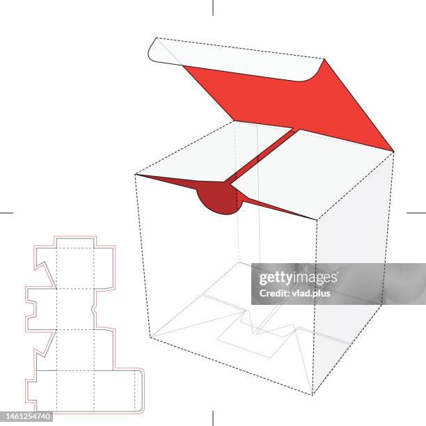 ilustraciones, imágenes clip art, dibujos animados e iconos de stock de caja de cubo con plano - paperboard