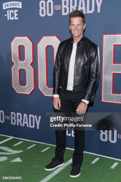 Tom Brady attends the Los Angeles Premiere of Paramount Pictures’ “80 For Brady” presented by Smirnoff ICE at the Regency Village Theatre on January...