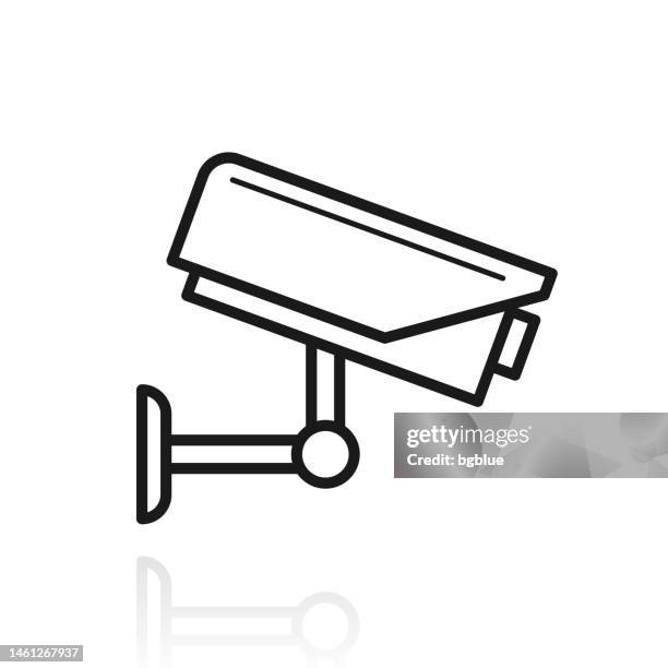 cctv - security camera. icon with reflection on white background - digital video camera stock illustrations