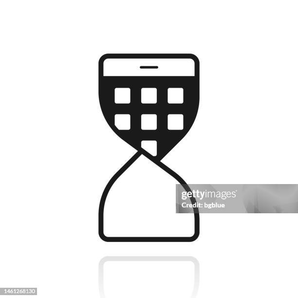 flexible smartphone. icon with reflection on white background - behind computer screen stock illustrations
