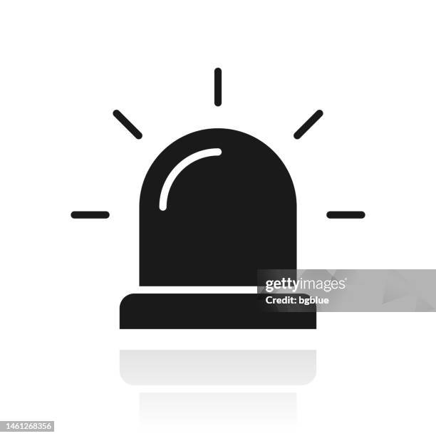 siren - alarm light. icon with reflection on white background - alarm system stock illustrations