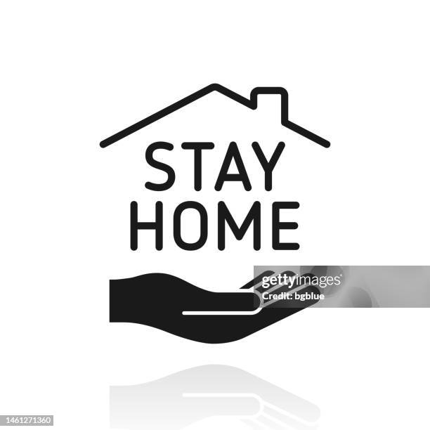 stay at home symbol. icon with reflection on white background - roofing flashing stock illustrations
